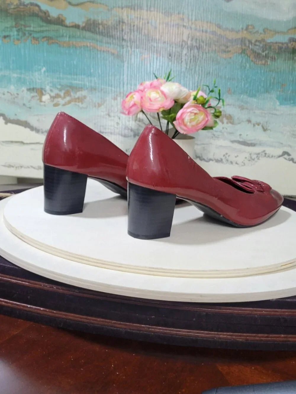 East 5th Red Faux Leather Pumps [Item #SP10]